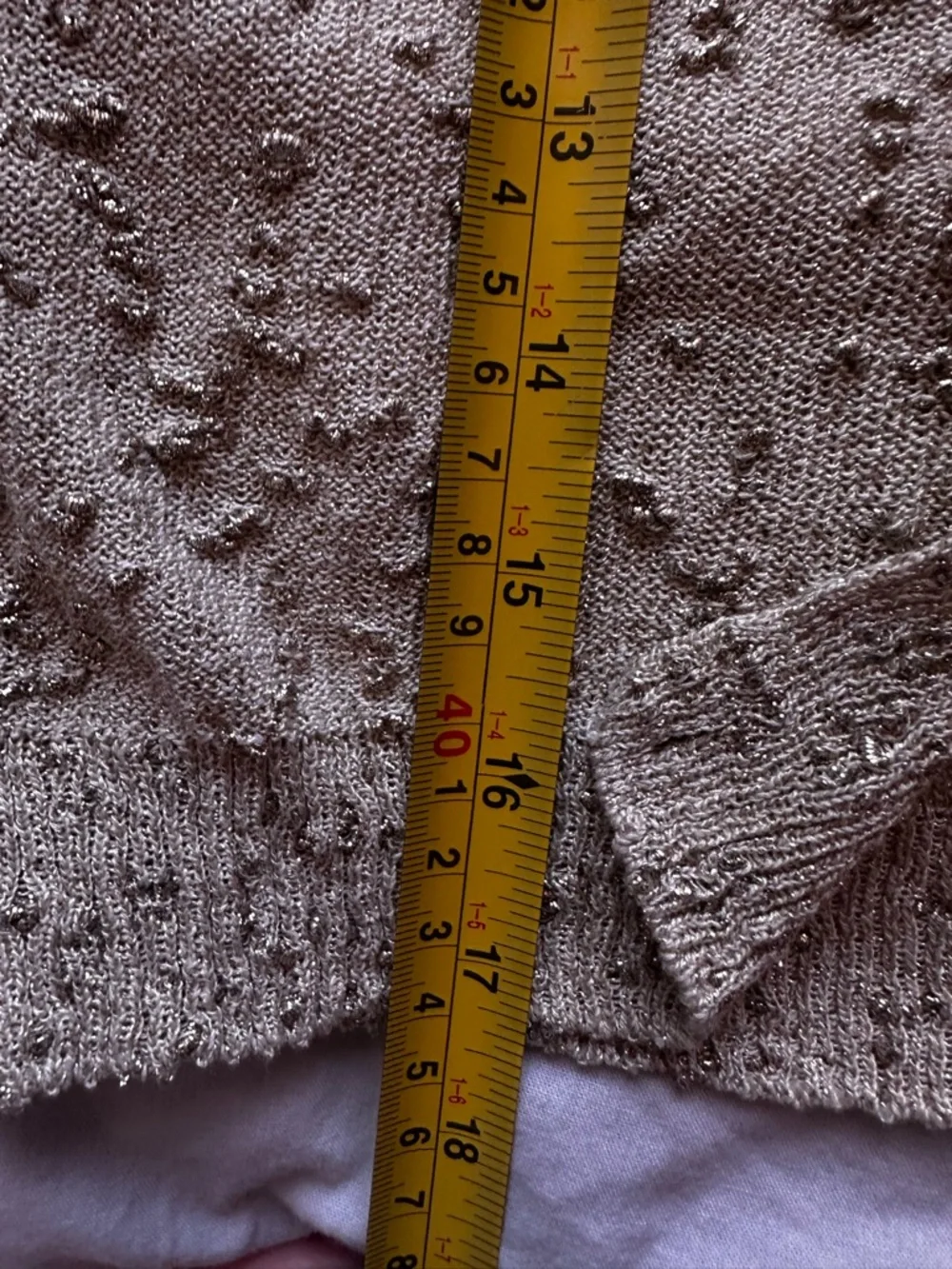 Zara Gold Metallic Cardigan Short Sleeve Button Front Textured Knit Top Size S - Picture 7 of 7